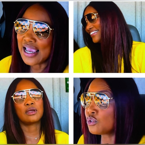 GREEEN MIRROR “GG” LOGO PILOT AVIATOR GOLD METAL SUNGLASSES AS SEEN ON GARCELLE - Picture 2 of 16
